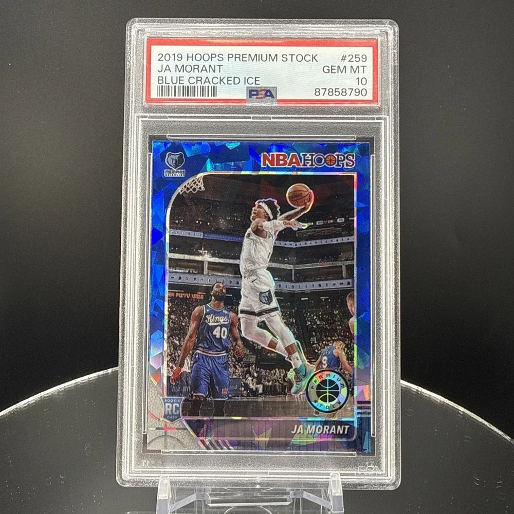 2019 NBA Hoops Premium Stock Blue Cracked Ice RC JA MORANT #259 PSA 10 Grizzlies